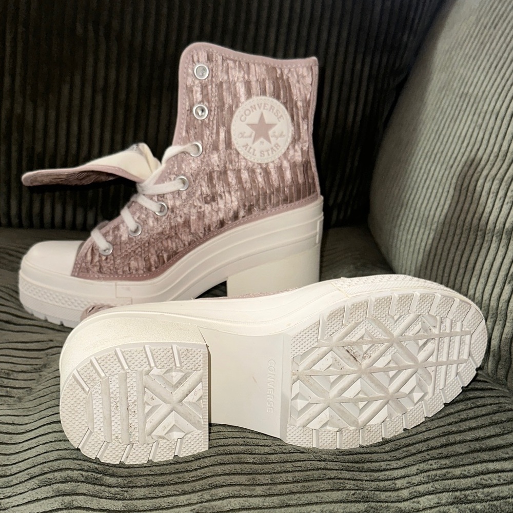 Chuck Taylor 70- Shimmering Beige Tulle/White Color Platform Boots - Picture 5 of 6